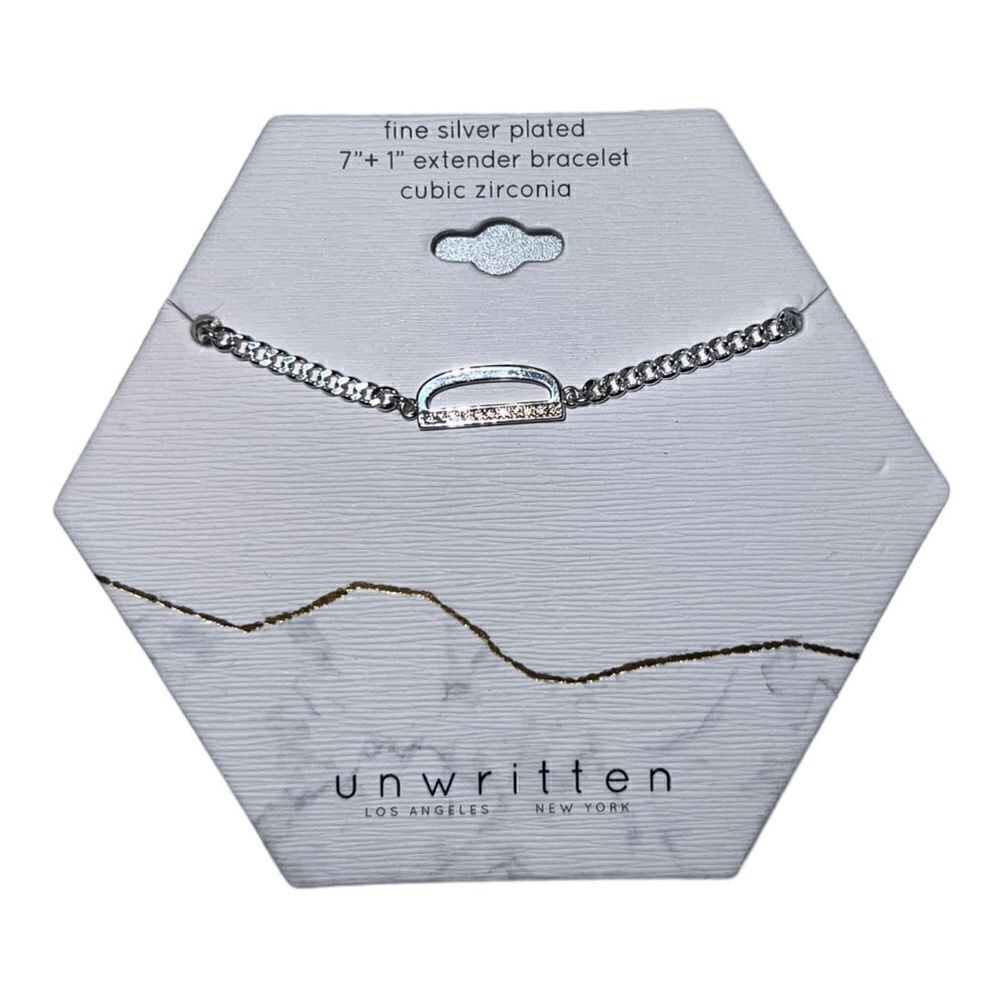 Unwritten Cubic Zirconia Initial Link Bracelet Silver Plated "D" NWT